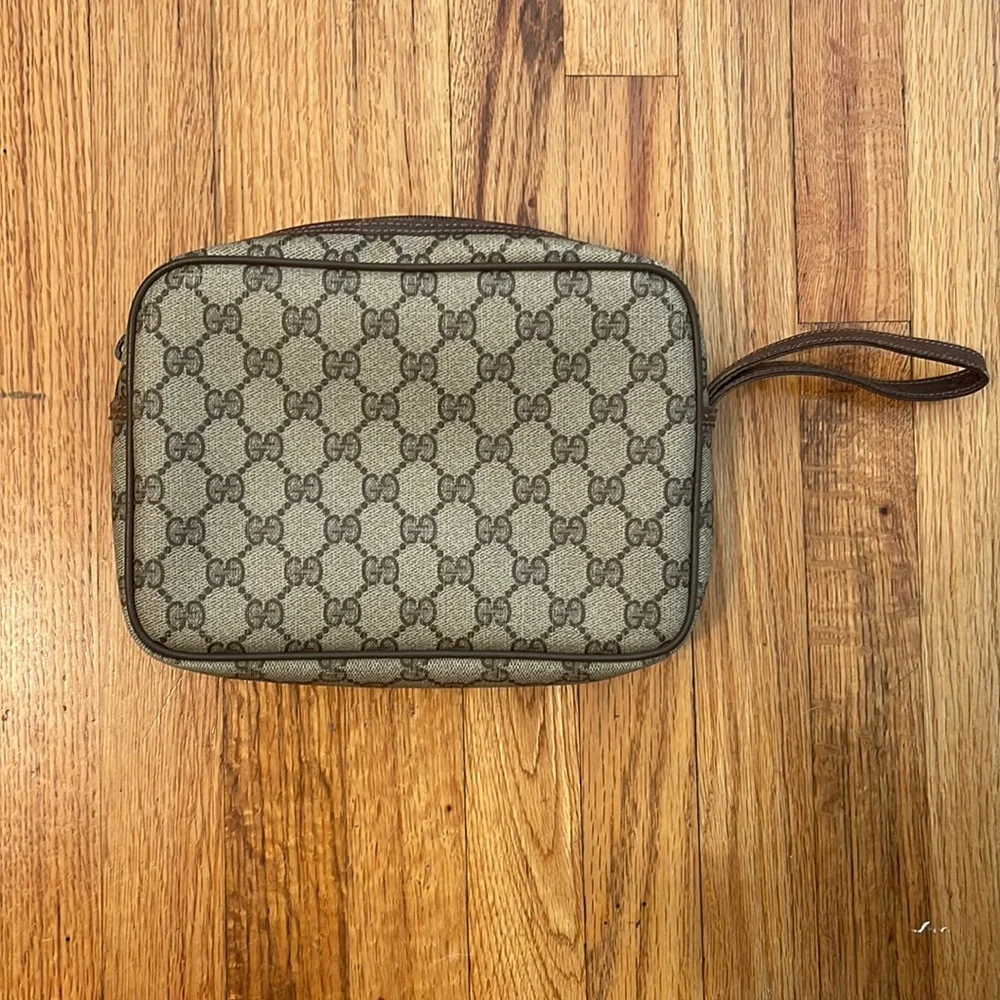 Vintage Gucci GG Brown Canvas Zip Logo Clutch - Picture 10 of 14